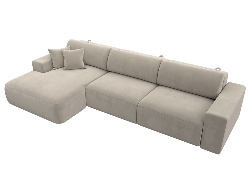 Диван угловой Лига-036 НПБ Классик Лонг левый угол, Микровельвет, Бежевый