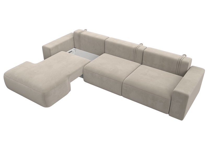 Диван угловой Лига-036 НПБ Классик Лонг левый угол, Микровельвет, Бежевый