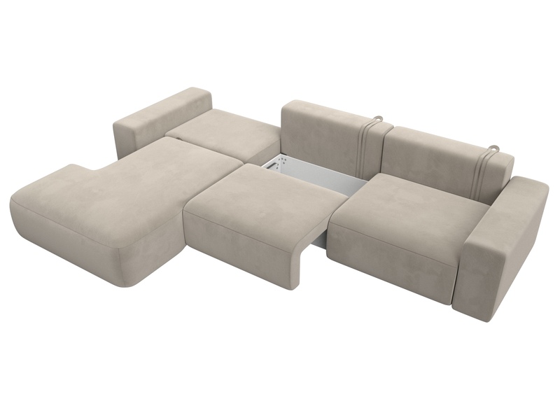 Диван угловой Лига-036 НПБ Классик Лонг левый угол, Микровельвет, Бежевый