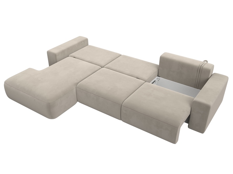 Диван угловой Лига-036 НПБ Классик Лонг левый угол, Микровельвет, Бежевый