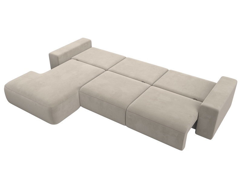 Диван угловой Лига-036 НПБ Классик Лонг левый угол, Микровельвет, Бежевый