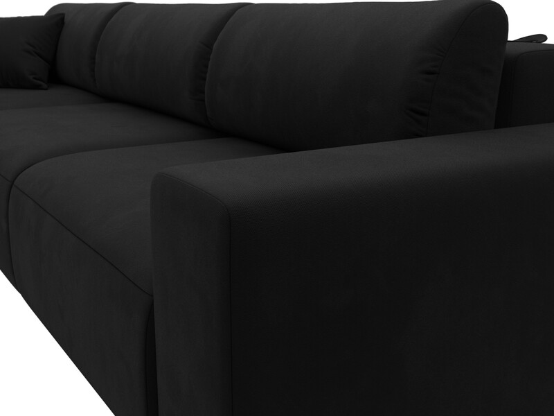 Диван угловой Лига-036 НПБ Классик Лонг левый угол, Микровельвет, Черный