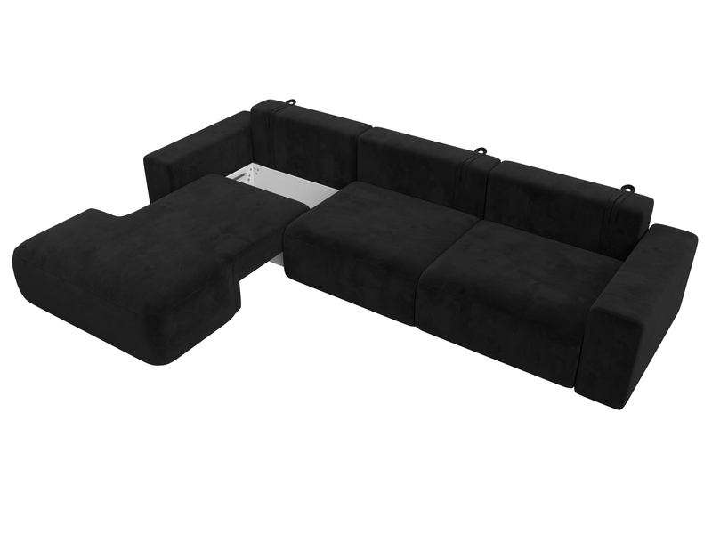 Диван угловой Лига-036 НПБ Классик Лонг левый угол, Микровельвет, Черный