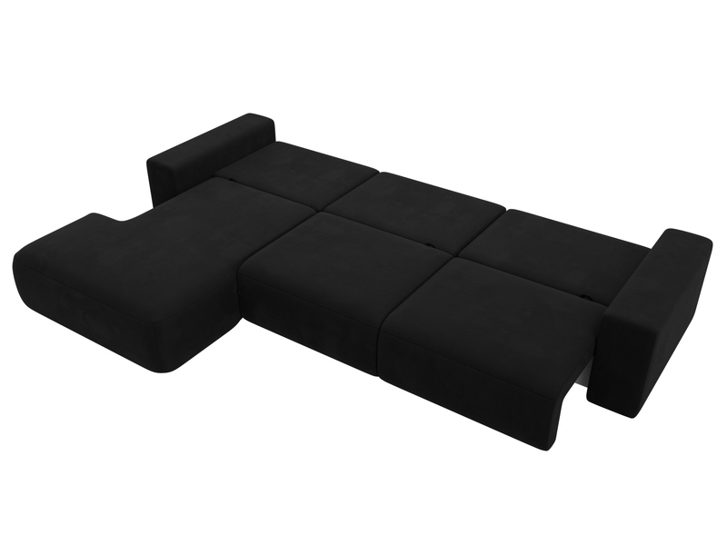 Диван угловой Лига-036 НПБ Классик Лонг левый угол, Микровельвет, Черный