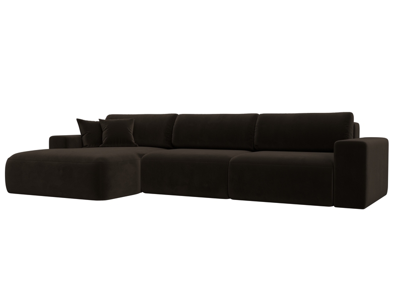 Диван угловой Лига-036 НПБ Классик Лонг левый угол, Микровельвет, Коричневый