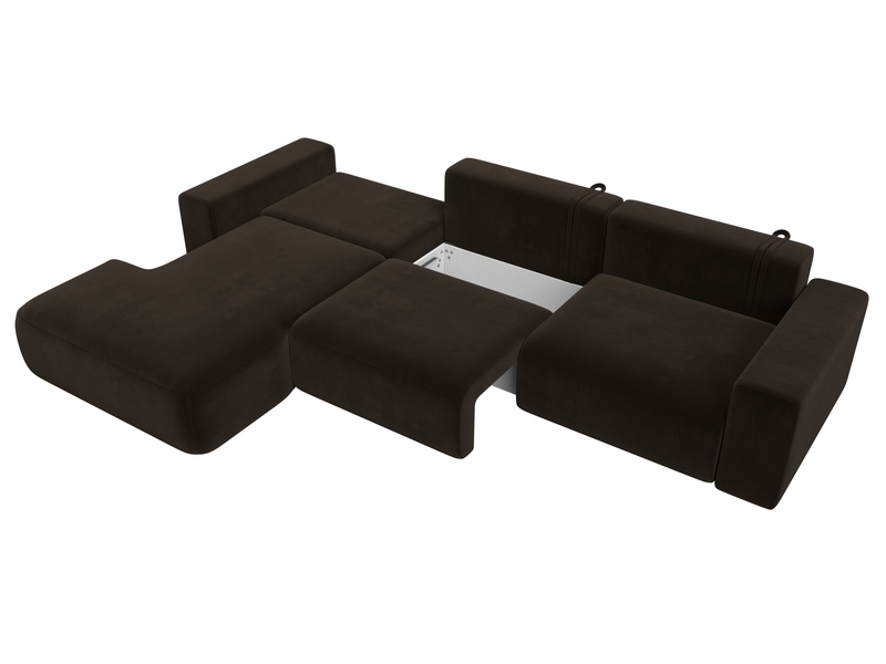 Диван угловой Лига-036 НПБ Классик Лонг левый угол, Микровельвет, Коричневый