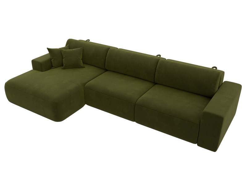 Диван угловой Лига-036 НПБ Классик Лонг левый угол, Микровельвет, Зеленый