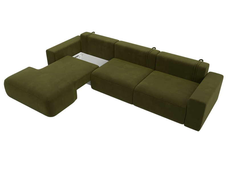 Диван угловой Лига-036 НПБ Классик Лонг левый угол, Микровельвет, Зеленый