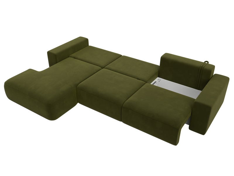 Диван угловой Лига-036 НПБ Классик Лонг левый угол, Микровельвет, Зеленый