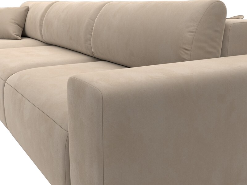 Диван угловой Лига-036 НПБ Классик Лонг левый угол, Велюр, SEVEN 729 бежевый