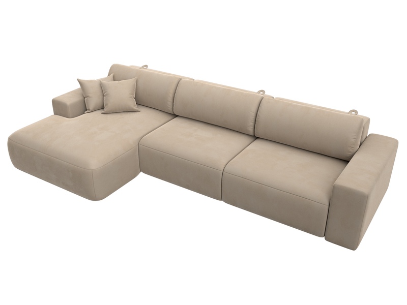 Диван угловой Лига-036 НПБ Классик Лонг левый угол, Велюр, SEVEN 729 бежевый