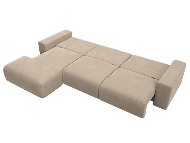 Диван угловой Лига-036 НПБ Классик Лонг левый угол, Велюр, SEVEN 729 бежевый