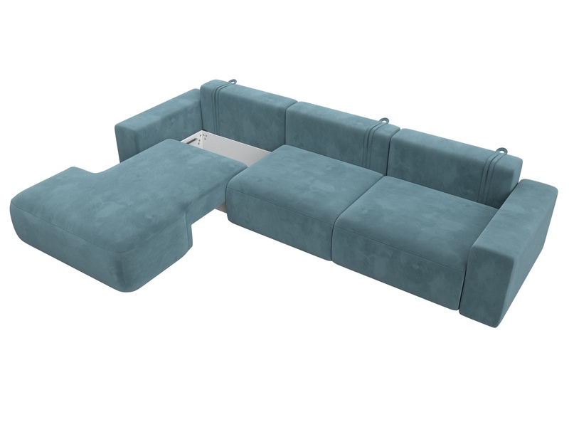 Диван угловой Лига-036 НПБ Классик Лонг левый угол, Велюр, SEVEN 113 бирюзовый