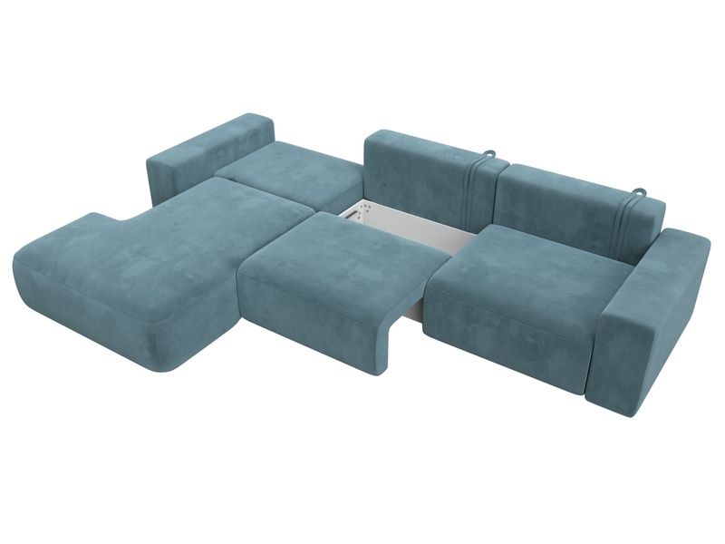 Диван угловой Лига-036 НПБ Классик Лонг левый угол, Велюр, SEVEN 113 бирюзовый