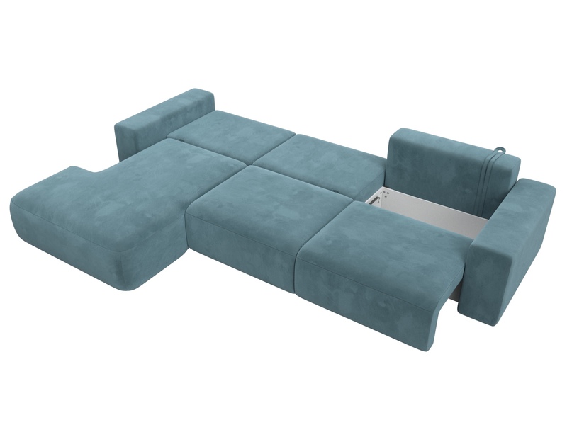 Диван угловой Лига-036 НПБ Классик Лонг левый угол, Велюр, SEVEN 113 бирюзовый