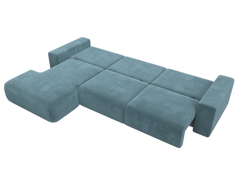 Диван угловой Лига-036 НПБ Классик Лонг левый угол, Велюр, SEVEN 113 бирюзовый