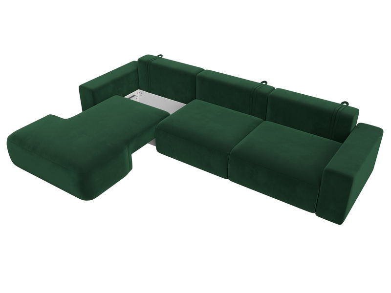 Диван угловой Лига-036 НПБ Классик Лонг левый угол, Велюр, SEVEN 626 зеленый