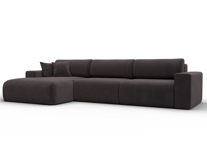 Диван угловой Лига-036 НПБ Классик Лонг левый угол, Велюр, SEVEN 727 коричневый