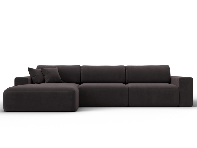 Диван угловой Лига-036 НПБ Классик Лонг левый угол, Велюр, SEVEN 727 коричневый