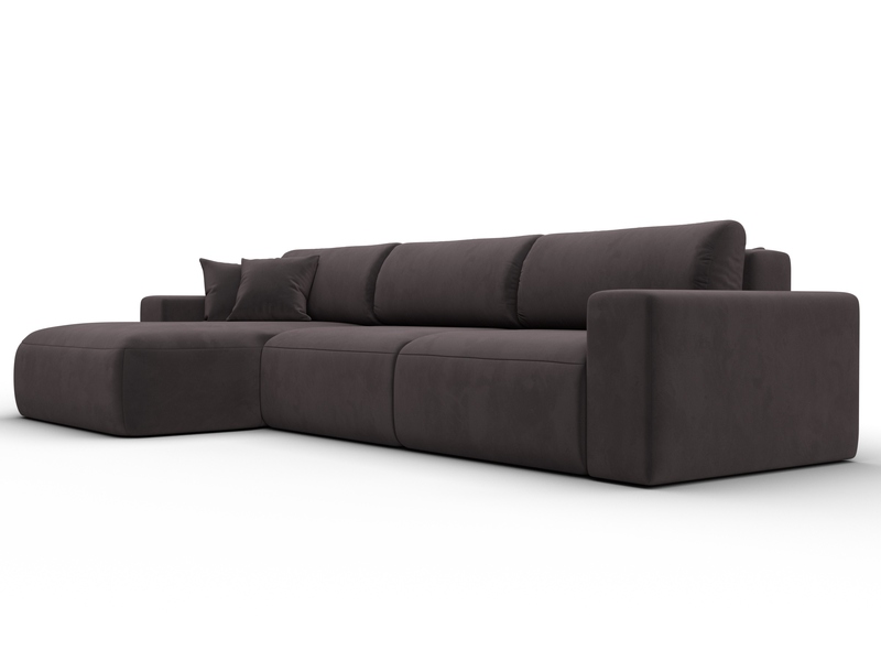 Диван угловой Лига-036 НПБ Классик Лонг левый угол, Велюр, SEVEN 727 коричневый