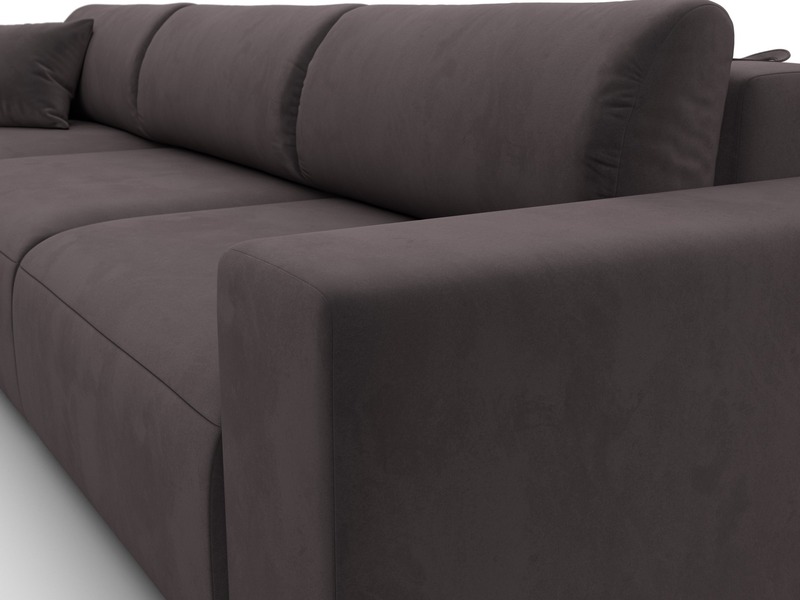 Диван угловой Лига-036 НПБ Классик Лонг левый угол, Велюр, SEVEN 727 коричневый