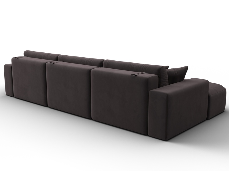 Диван угловой Лига-036 НПБ Классик Лонг левый угол, Велюр, SEVEN 727 коричневый