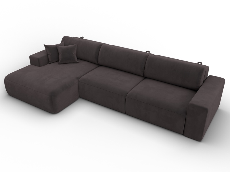 Диван угловой Лига-036 НПБ Классик Лонг левый угол, Велюр, SEVEN 727 коричневый