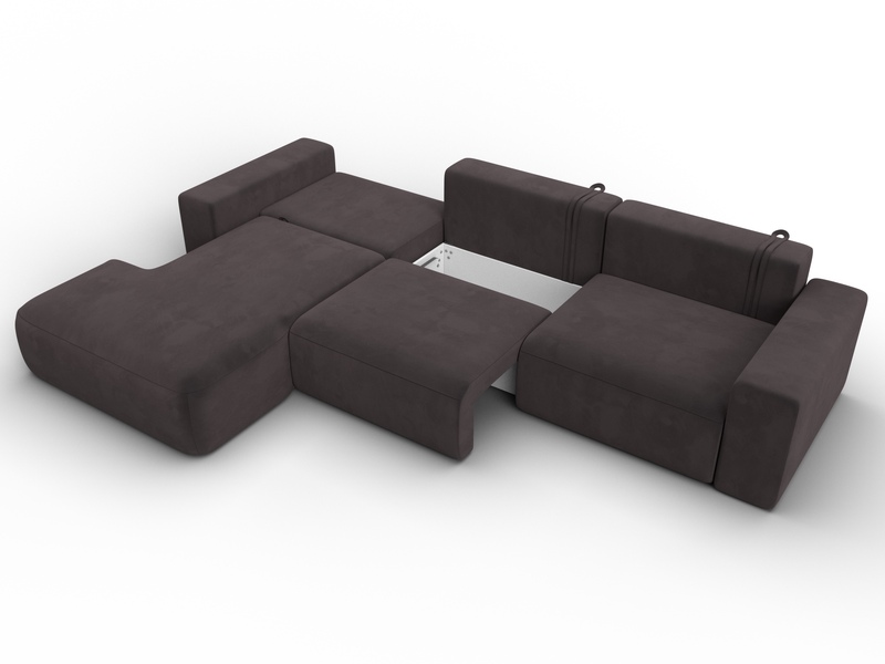 Диван угловой Лига-036 НПБ Классик Лонг левый угол, Велюр, SEVEN 727 коричневый