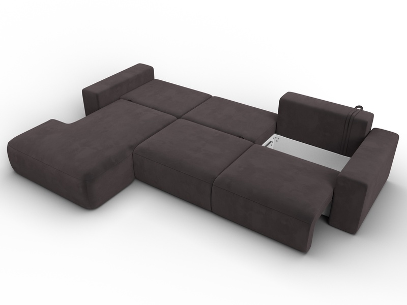 Диван угловой Лига-036 НПБ Классик Лонг левый угол, Велюр, SEVEN 727 коричневый