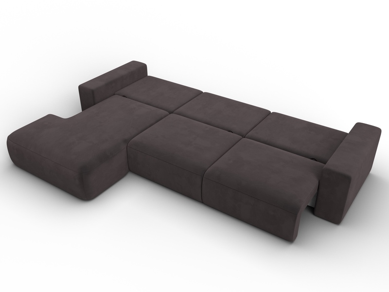 Диван угловой Лига-036 НПБ Классик Лонг левый угол, Велюр, SEVEN 727 коричневый