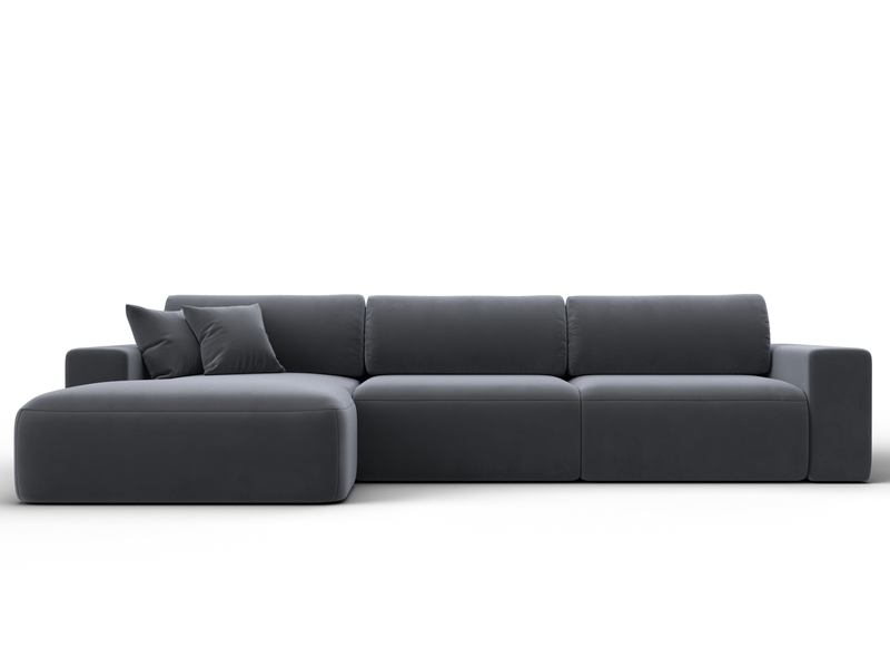 Диван угловой Лига-036 НПБ Классик Лонг левый угол, Велюр, SEVEN 17 серый