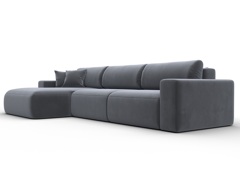 Диван угловой Лига-036 НПБ Классик Лонг левый угол, Велюр, SEVEN 17 серый