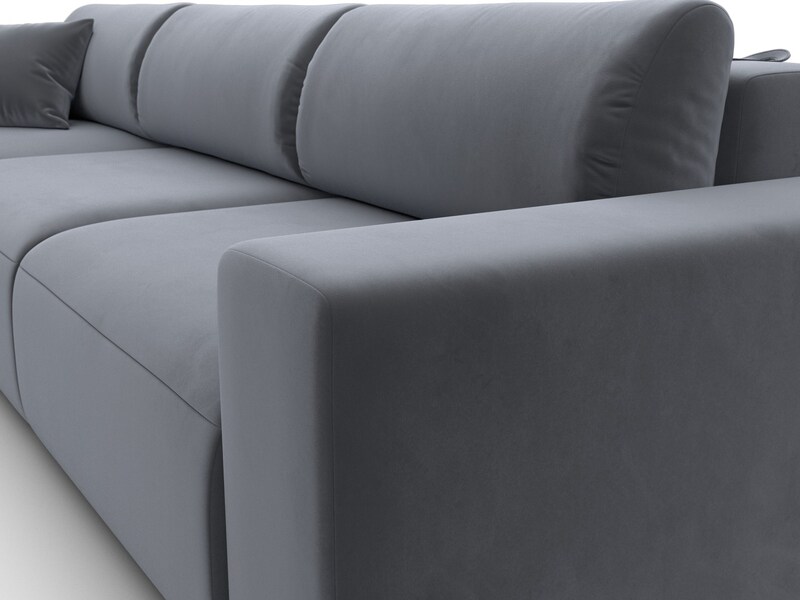 Диван угловой Лига-036 НПБ Классик Лонг левый угол, Велюр, SEVEN 17 серый