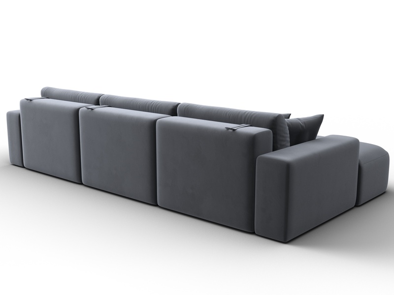 Диван угловой Лига-036 НПБ Классик Лонг левый угол, Велюр, SEVEN 17 серый