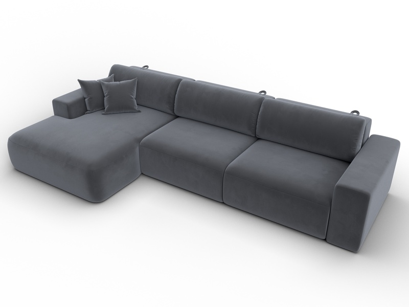 Диван угловой Лига-036 НПБ Классик Лонг левый угол, Велюр, SEVEN 17 серый