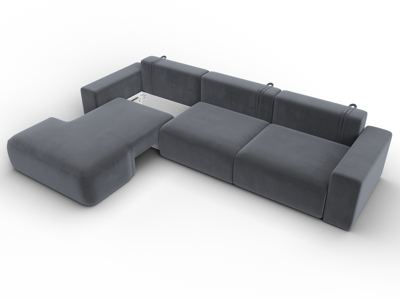 Диван угловой Лига-036 НПБ Классик Лонг левый угол, Велюр, SEVEN 17 серый