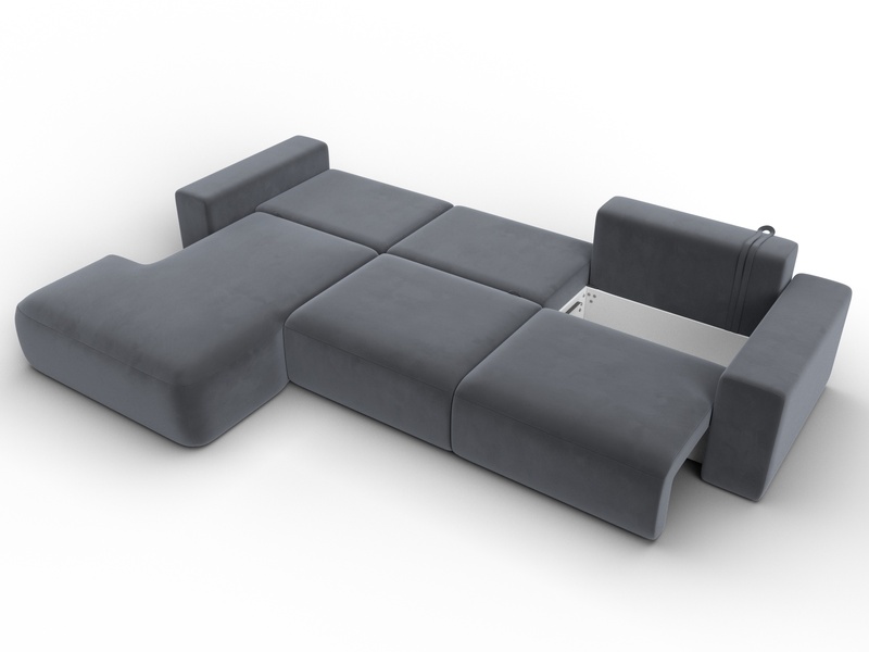 Диван угловой Лига-036 НПБ Классик Лонг левый угол, Велюр, SEVEN 17 серый