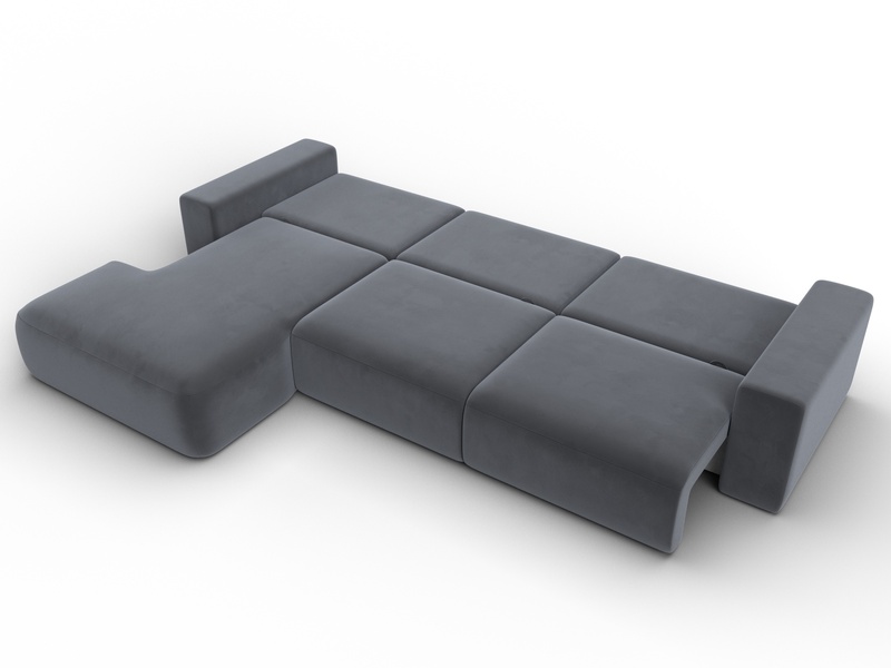 Диван угловой Лига-036 НПБ Классик Лонг левый угол, Велюр, SEVEN 17 серый