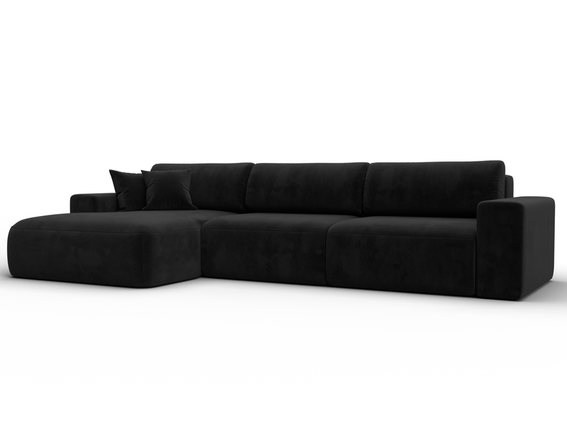 Диван угловой Лига-036 НПБ Классик Лонг левый угол, Велюр, SEVEN 35 черный
