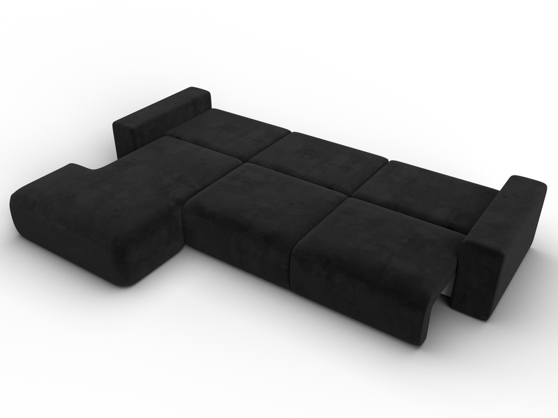 Диван угловой Лига-036 НПБ Классик Лонг левый угол, Велюр, SEVEN 35 черный