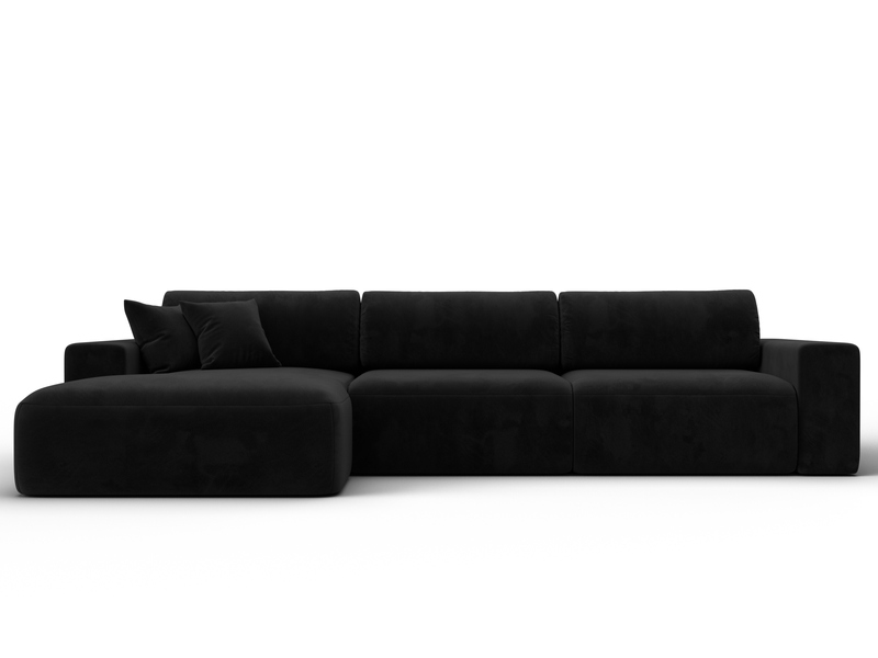 Диван угловой Лига-036 НПБ Классик Лонг левый угол, Велюр, SEVEN 35 черный