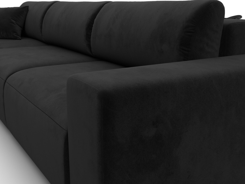 Диван угловой Лига-036 НПБ Классик Лонг левый угол, Велюр, SEVEN 35 черный