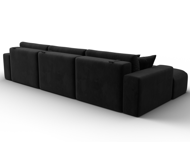 Диван угловой Лига-036 НПБ Классик Лонг левый угол, Велюр, SEVEN 35 черный