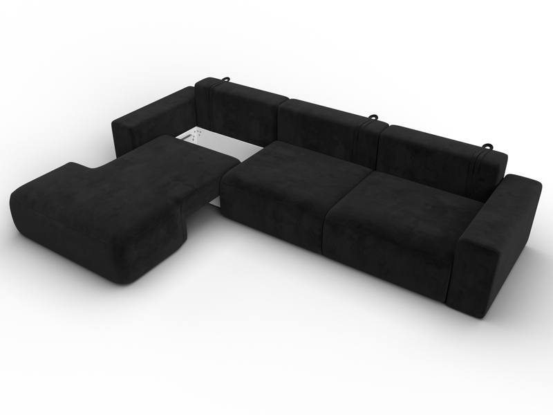 Диван угловой Лига-036 НПБ Классик Лонг левый угол, Велюр, SEVEN 35 черный