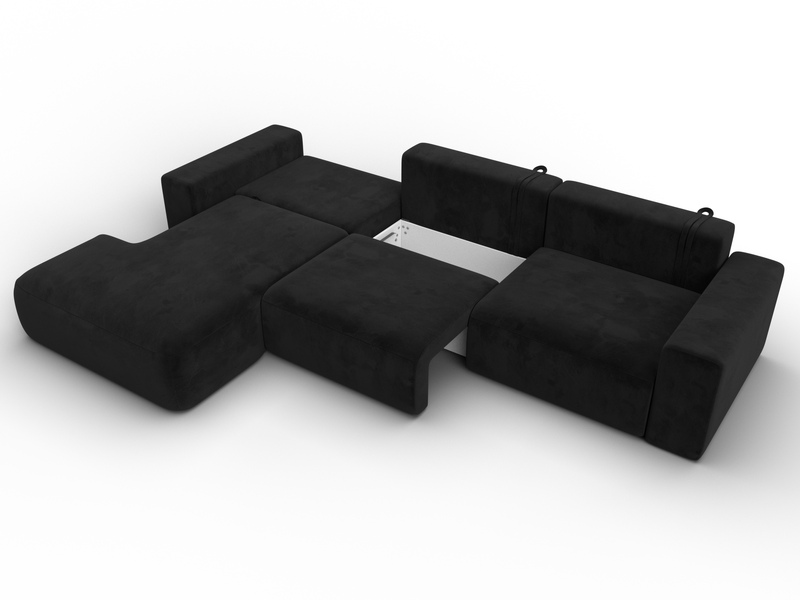 Диван угловой Лига-036 НПБ Классик Лонг левый угол, Велюр, SEVEN 35 черный