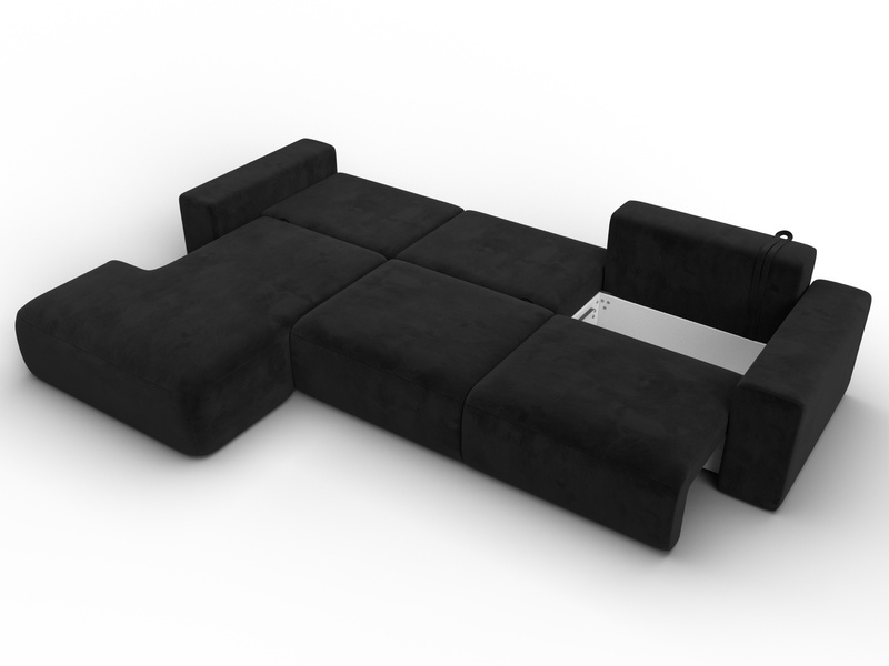Диван угловой Лига-036 НПБ Классик Лонг левый угол, Велюр, SEVEN 35 черный