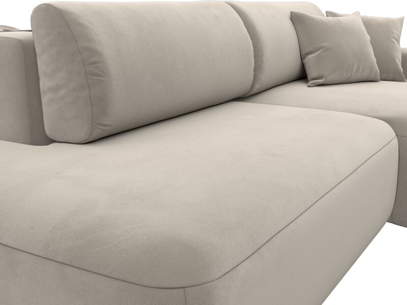 Диван угловой Лига-036 НПБ Модерн правый угол, Микровельвет, Бежевый