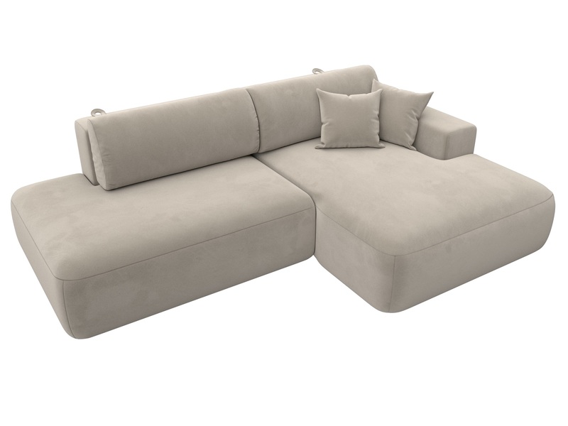 Диван угловой Лига-036 НПБ Модерн правый угол, Микровельвет, Бежевый