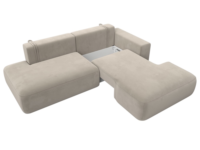 Диван угловой Лига-036 НПБ Модерн правый угол, Микровельвет, Бежевый