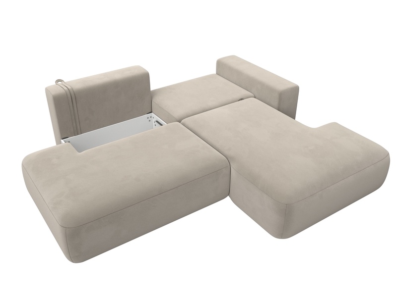 Диван угловой Лига-036 НПБ Модерн правый угол, Микровельвет, Бежевый